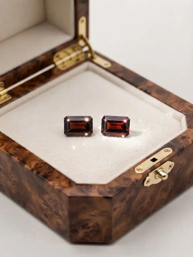 Natural Quality 2 Garnet Gemstones From Brazil, Dimension 6 x 9 mm, Weight 1.64 Ct, Shape Emerald Cut, GEM-ABC-336
